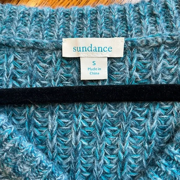 Sundance Blue Teal chunky V-Neck Sweater S - Picture 3 of 4
